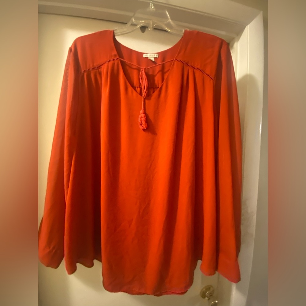 Lane Bryant Dazzling Orange long sleeve blouse